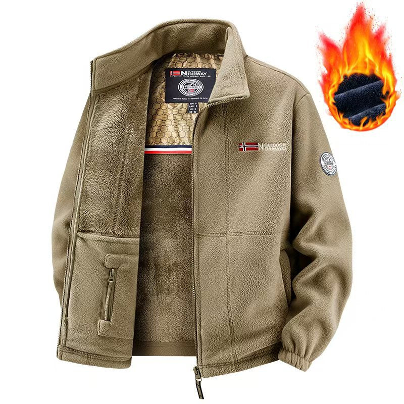 Herren Thermo-Fleecejacke mit Teddyfutter, Stehkragen und verdeckten Innentaschen Shop Nory