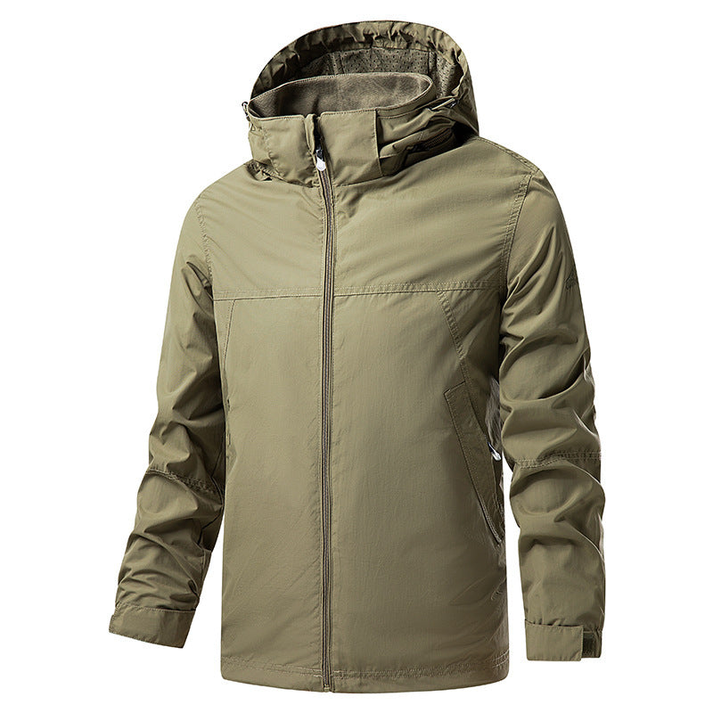 Herren Leichte packbare Regen- und Windjacke mit verstellbarer Kapuze und Mikrofleece-Kragen Shop Nory