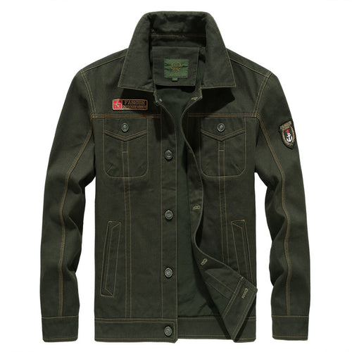 Herren Canvas-Workerjacke im Military-Utility-Stil mit Knopfverschluss, Abzeichen und Brustpattentaschen Shop Nory