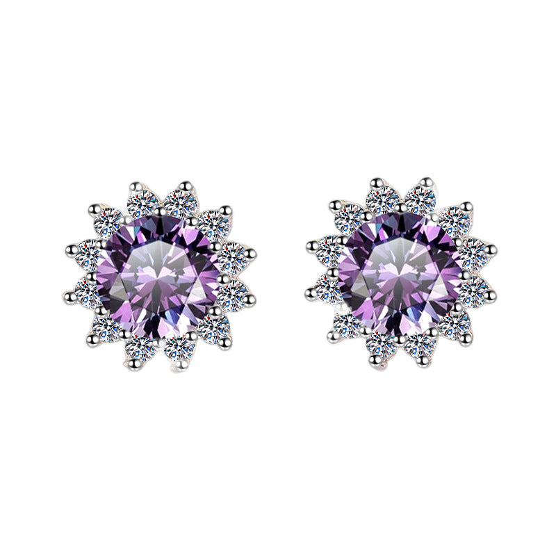 Damen Ohrringe mit strahlenden Zirkonia in floraler Form Shop Nory