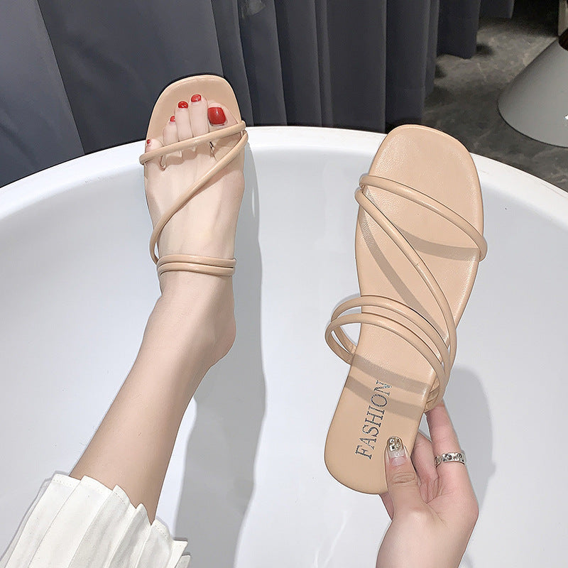 Damen trendige Minimalistische Riemchensandalen