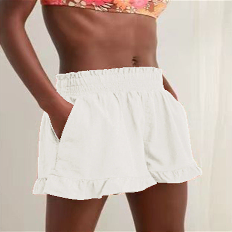 Damen Lockere Shorts mit Volant und Taschen