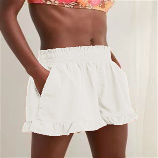 Damen Lockere Shorts mit Volant und Taschen