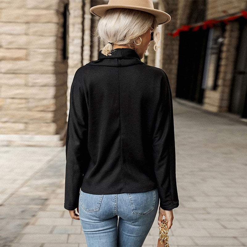 Damen Crossover-Top aus Waffelstrick mit V-Ausschnitt und langen Ärmeln Shop Nory
