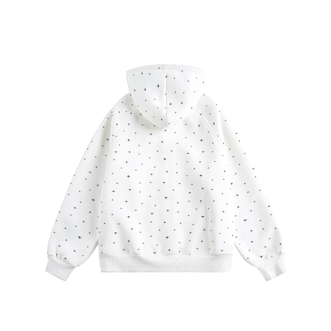 Unisex Oversize-Kapuzenjacke mit Sternchen-Print und durchgehendem Reißverschluss Shop Nory