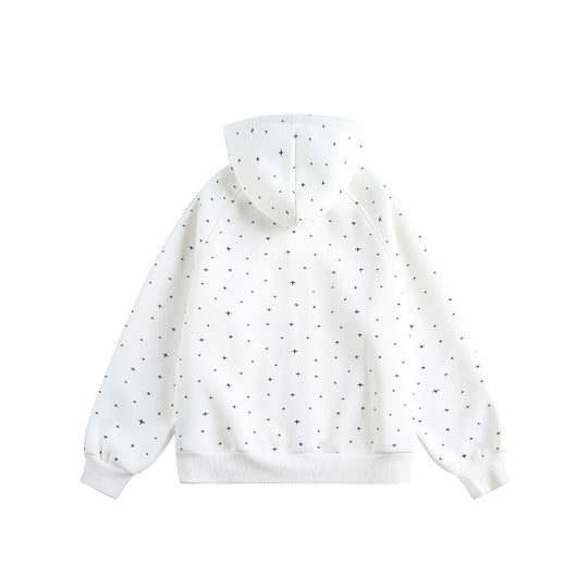 Unisex Oversize-Kapuzenjacke mit Sternchen-Print und durchgehendem Reißverschluss Shop Nory