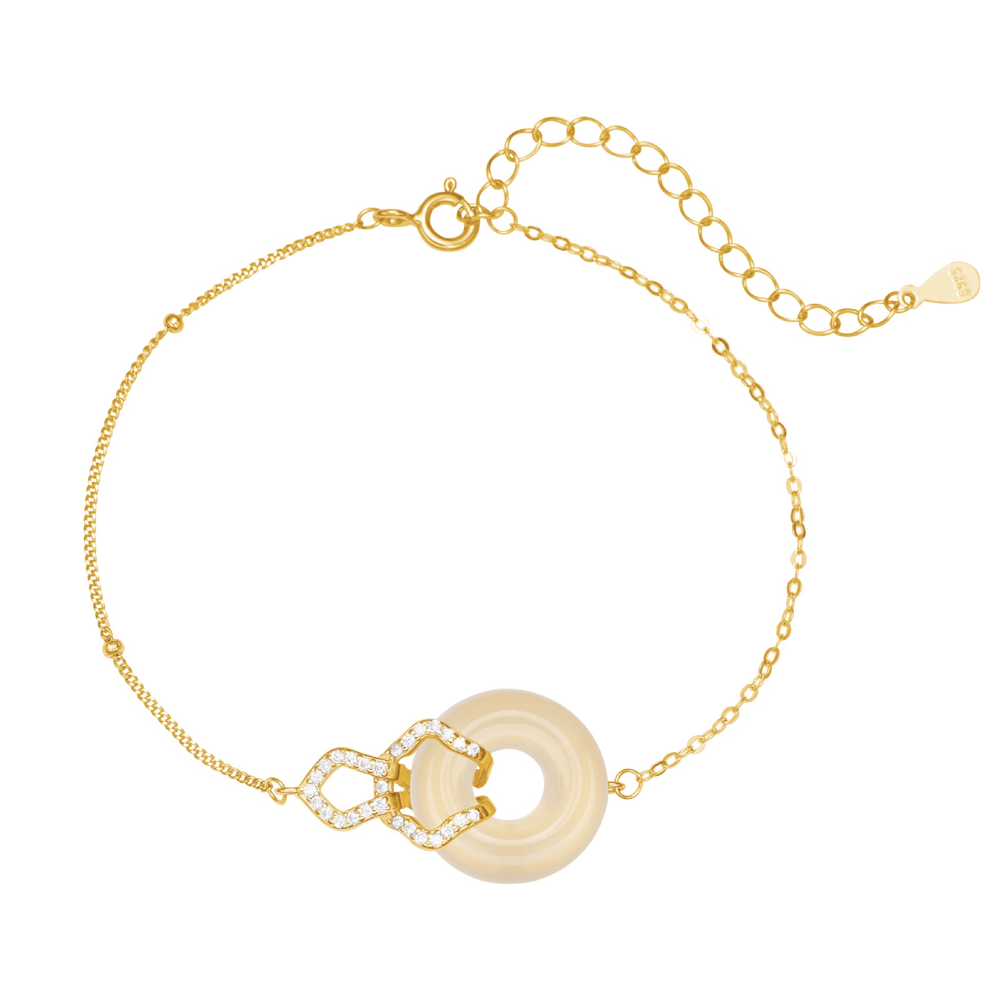 Damen Armband mit elegantem Donut-Anhänger und funkelnden Zirkonia Shop Nory