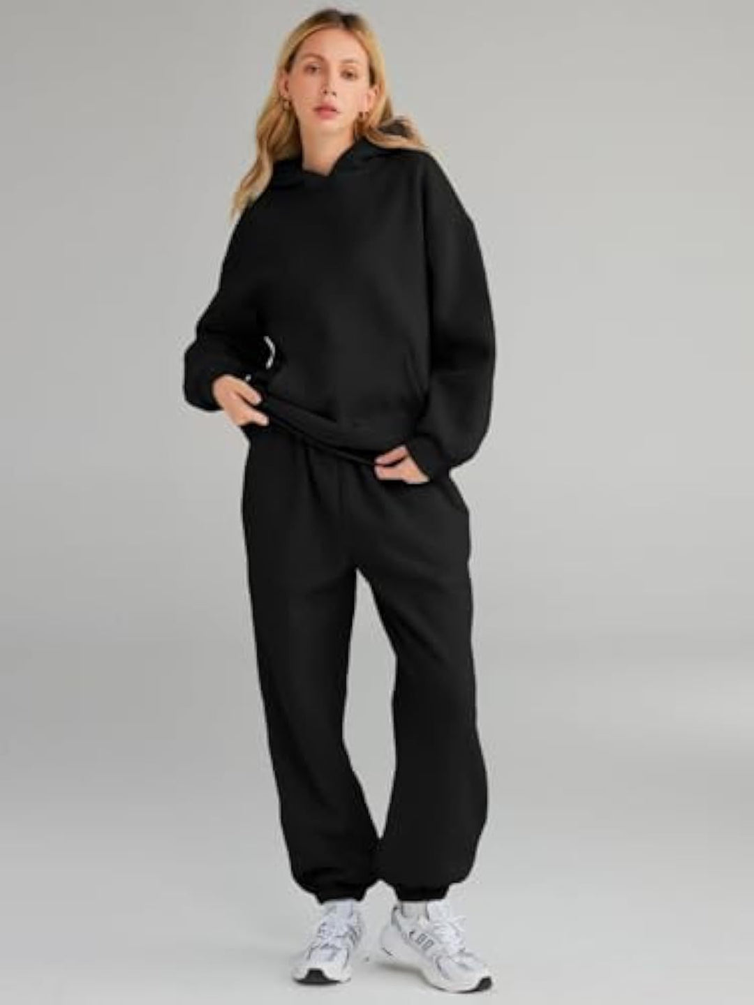 Damen Lässiges Hoodie-Jogging-Set aus French Terry mit Oversize-Kapuzenpullover und hochgeschnittener Jogginghose Shop Nory