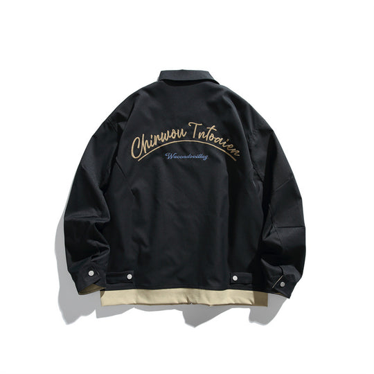 Unisex Boxy-Übergangsblousonjacke mit durchgehendem Reißverschluss, Brustzippertasche und kontrastiertem Rippsaum Shop Nory
