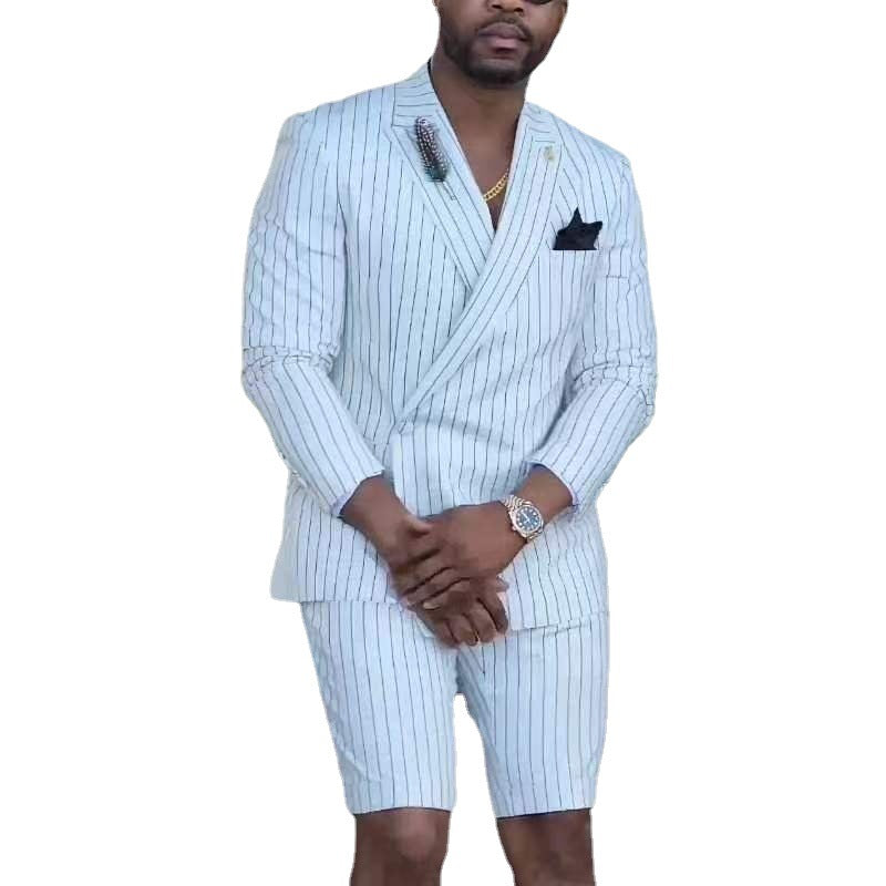Herren elegantes Kurzanzug-Set mit Streifenmuster und modernem Schnitt Shopnory