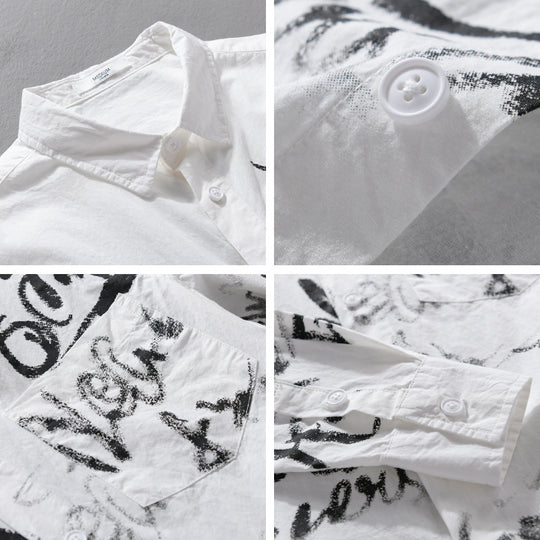 Herren Lässiges Overshirt mit grafischem Scribble-Print und Brusttasche Shop Nory
