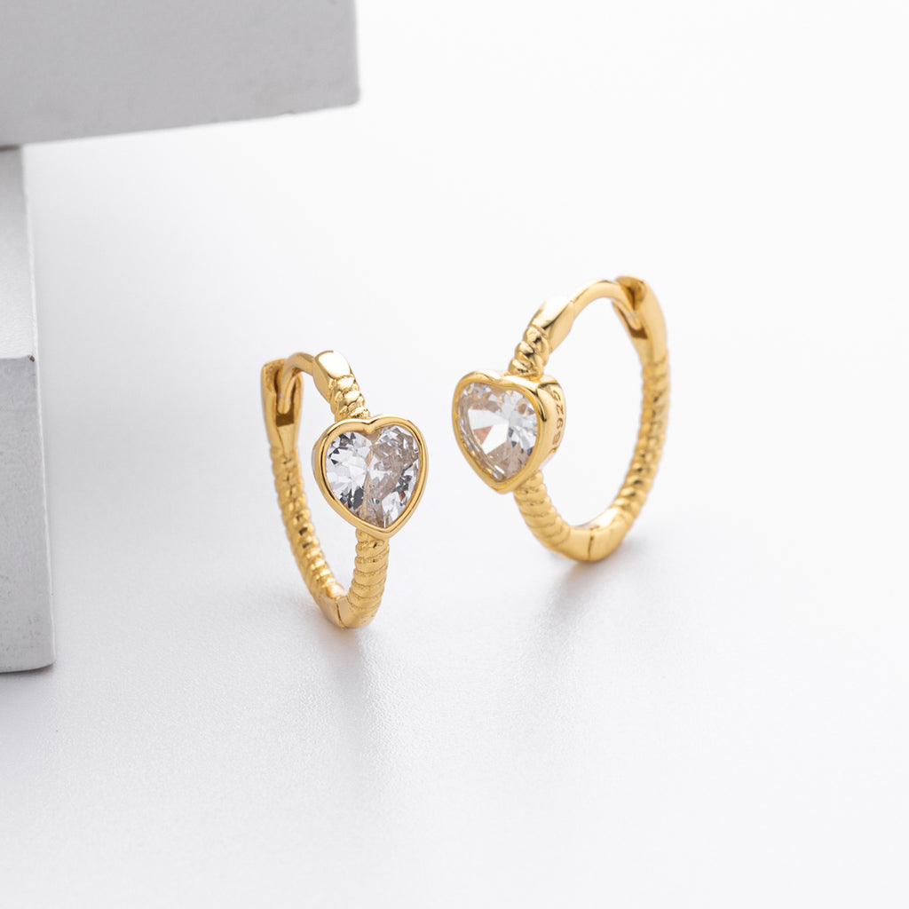 Damen Creolen mit herzförmigen Zirkon-Anhängern aus 925 Sterling Silber Shop Nory