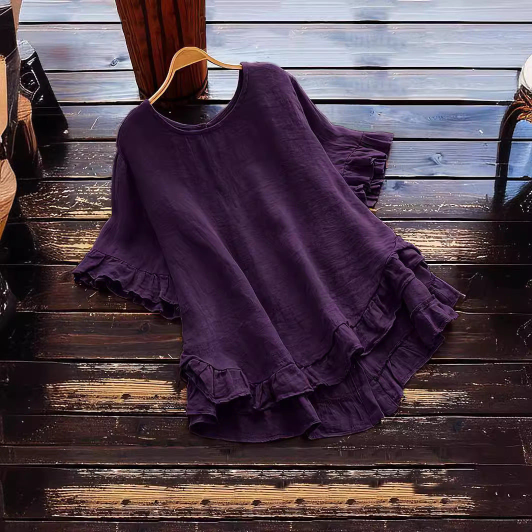 Damen lässiges Oberteil mit Rüschendetails und weit geschnittenem Design