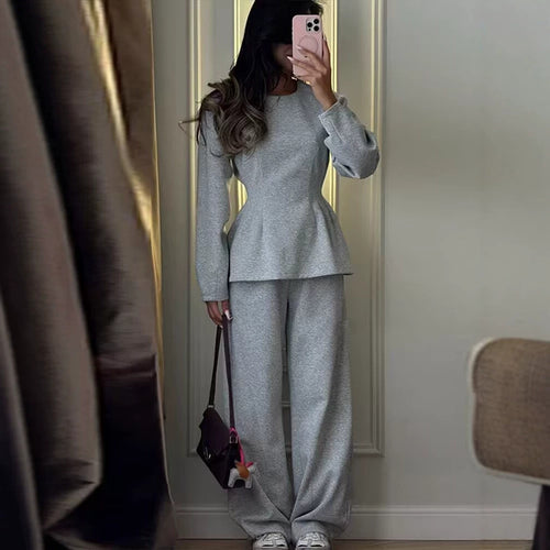 Damen Zweiteiliges Komfort-Lounge-Set mit Langarmshirt und weiter Jogginghose Shop Nory