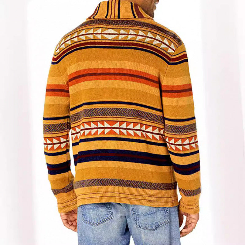 Herren Strickjacke mit geometrischem Muster und praktischen Taschen