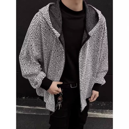 Unisex Oversized Strick-Kapuzenjacke mit Allover-Strukturmuster und Eingrifftaschen Shop Nory