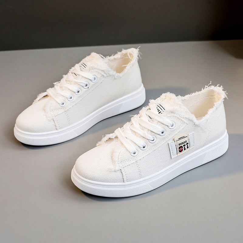 Damen lässige Sneaker mit modischem Used-Look und elastischem Schnürsystem