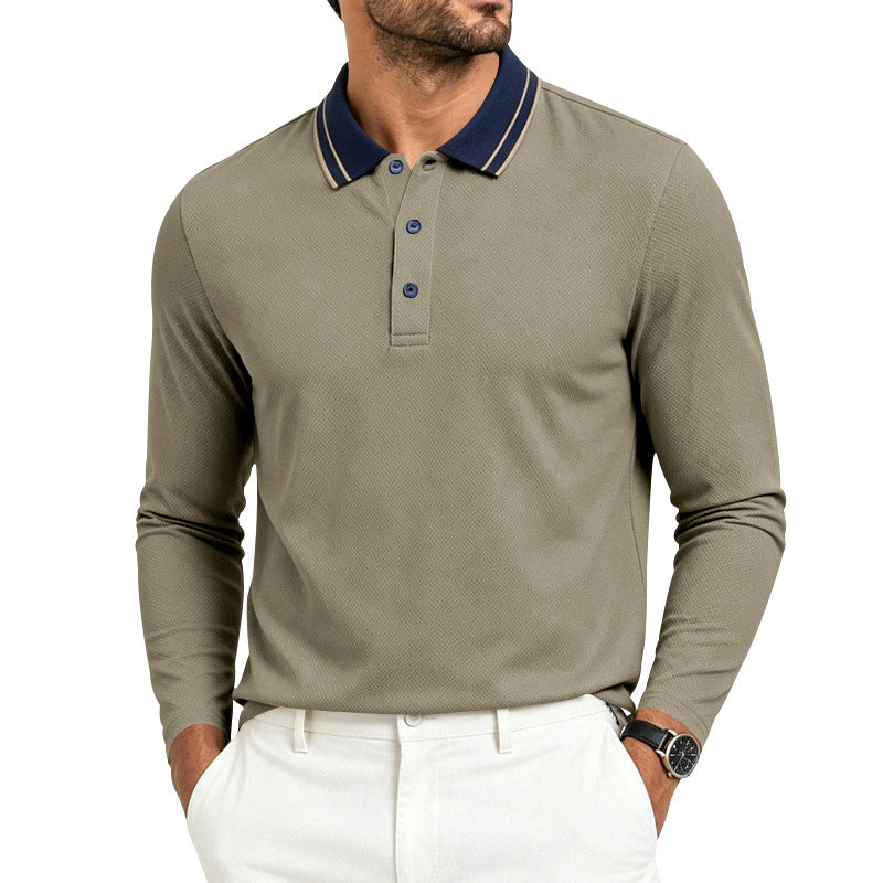 Herren Langarm-Polo in feiner Piquéstruktur mit kontrastiertem Collegekragen Shop Nory