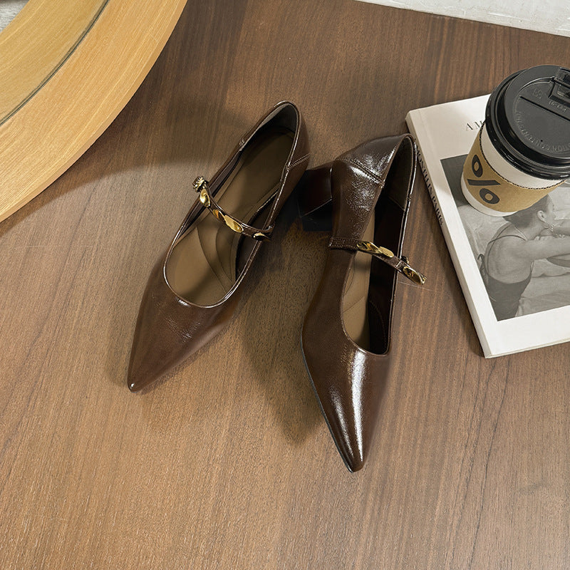 Damen Elegante Pumps mit modischem Riemen und komfortablem Blockabsatz