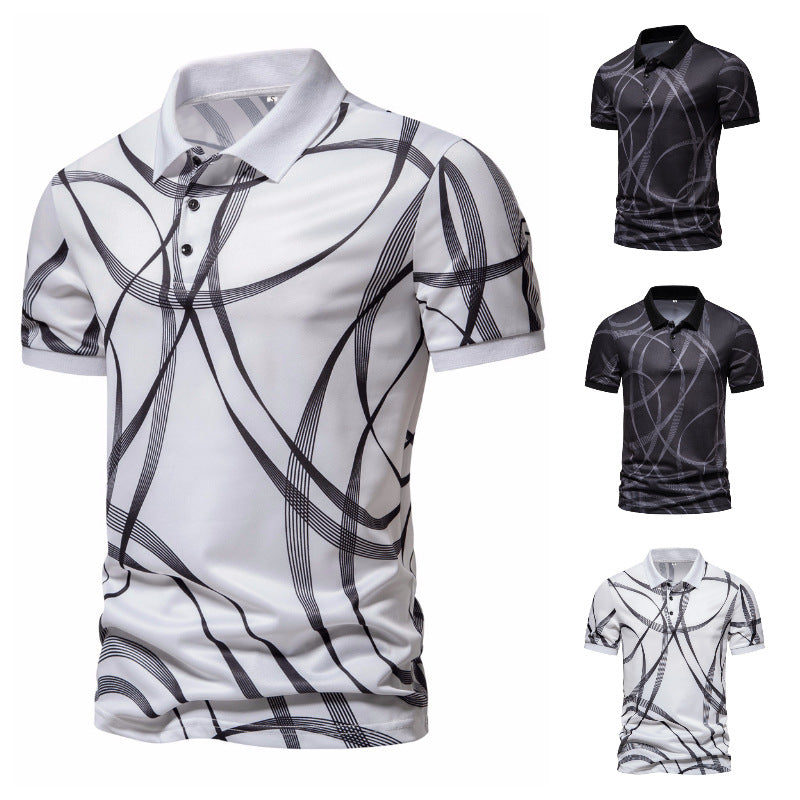 Herren Poloshirt mit modernem grafischen Muster und atmungsaktiver Textiltechnologie Shopnory