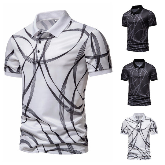 Herren Poloshirt mit modernem grafischen Muster und atmungsaktiver Textiltechnologie Shopnory