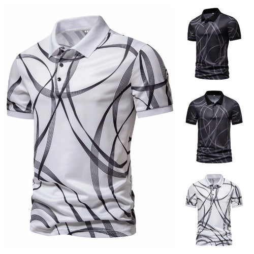 Herren Poloshirt mit modernem grafischen Muster und atmungsaktiver Textiltechnologie Shopnory