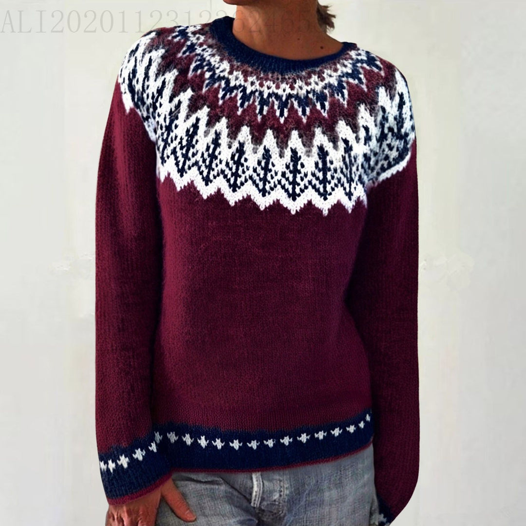 Damen nan Norwegerpullover aus Wollmix mit Rundhalsausschnitt und traditionellem Fair-Isle-Yoke Shop Nory