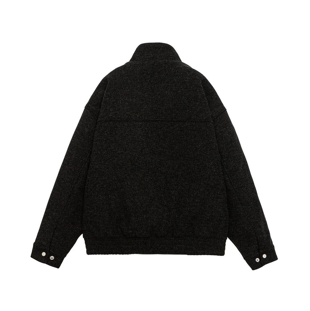 Herren Kurz geschnittene Boxy-Wollfleece-Jacke mit hohem Stehkragen und durchgehendem Reißverschluss Shop Nory