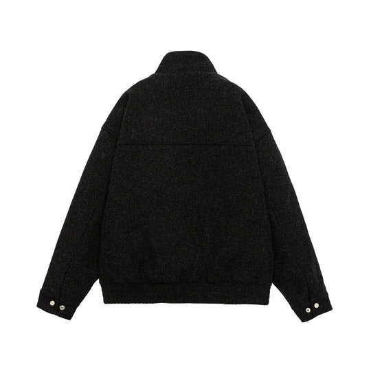 Herren Kurz geschnittene Boxy-Wollfleece-Jacke mit hohem Stehkragen und durchgehendem Reißverschluss Shop Nory