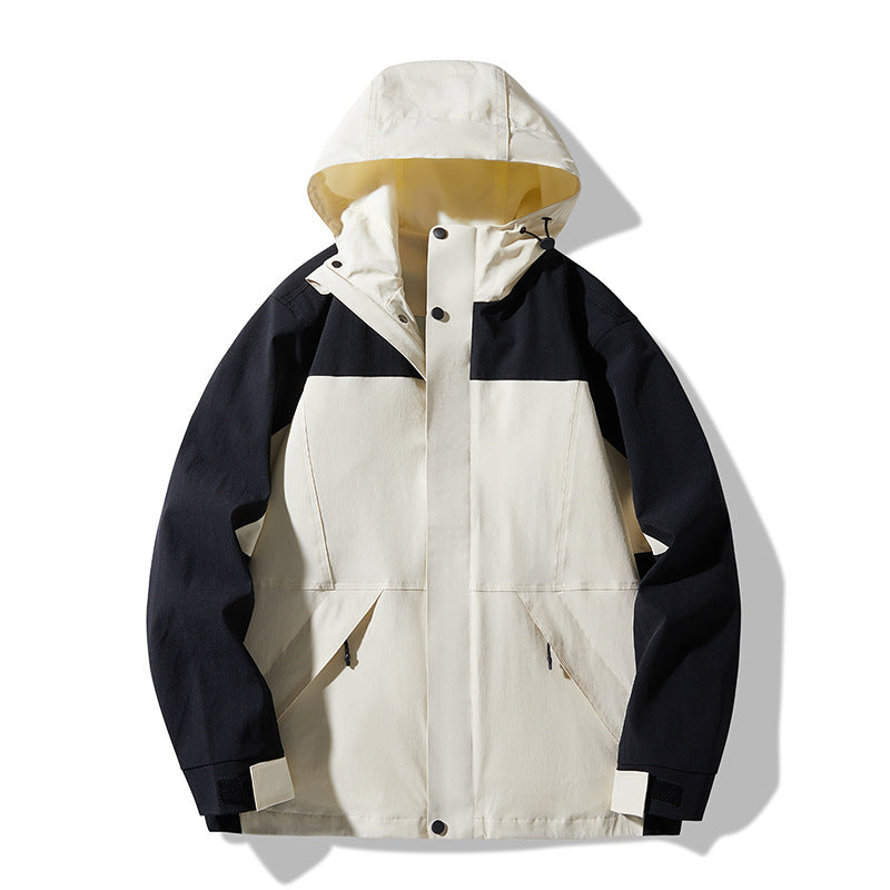 Herren Technische Colorblock Softshell‑Regenjacke mit verstellbarer Kapuze Shop Nory