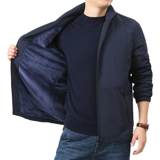 Herren Leichte Windjacke mit Stehkragen, Zwei Reißverschlusstaschen und elastischen Bündchen Shop Nory