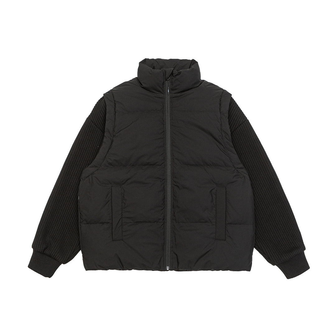 Herren Gefütterte Hybrid‑Steppjacke mit Strickärmeln und hohem Stehkragen Shop Nory
