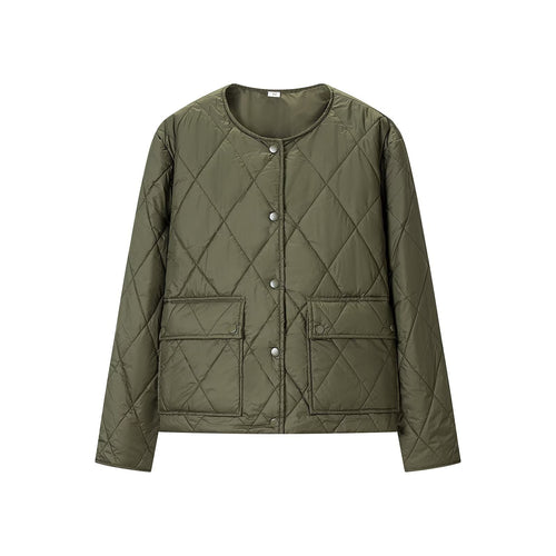 Damen Steppjacke ohne Kragen mit Druckknopfverschluss und aufgesetzten Pattentaschen Shop Nory