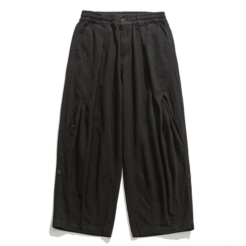 Damen Culotte-Hose im Paperbag-Stil mit elastischem Bund, Teilungsnähten und weitem Bein Shop Nory