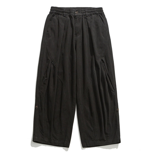 Damen Culotte-Hose im Paperbag-Stil mit elastischem Bund, Teilungsnähten und weitem Bein Shop Nory