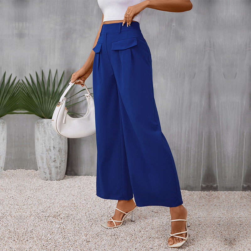 Damen Elegante High-Waist Culotte‑Palazzohose mit Bügelfalte und Klappentaschen Shop Nory