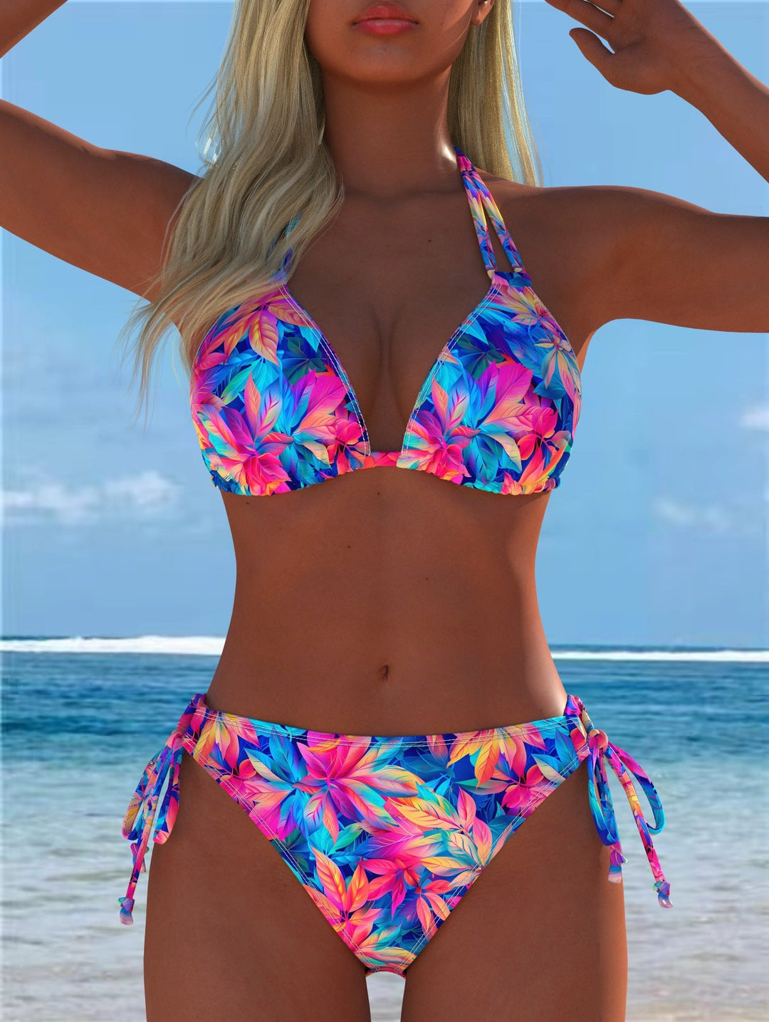 Damen Bikini-Set mit verspieltem Schnitt und trendigem Mustermix Shopnory