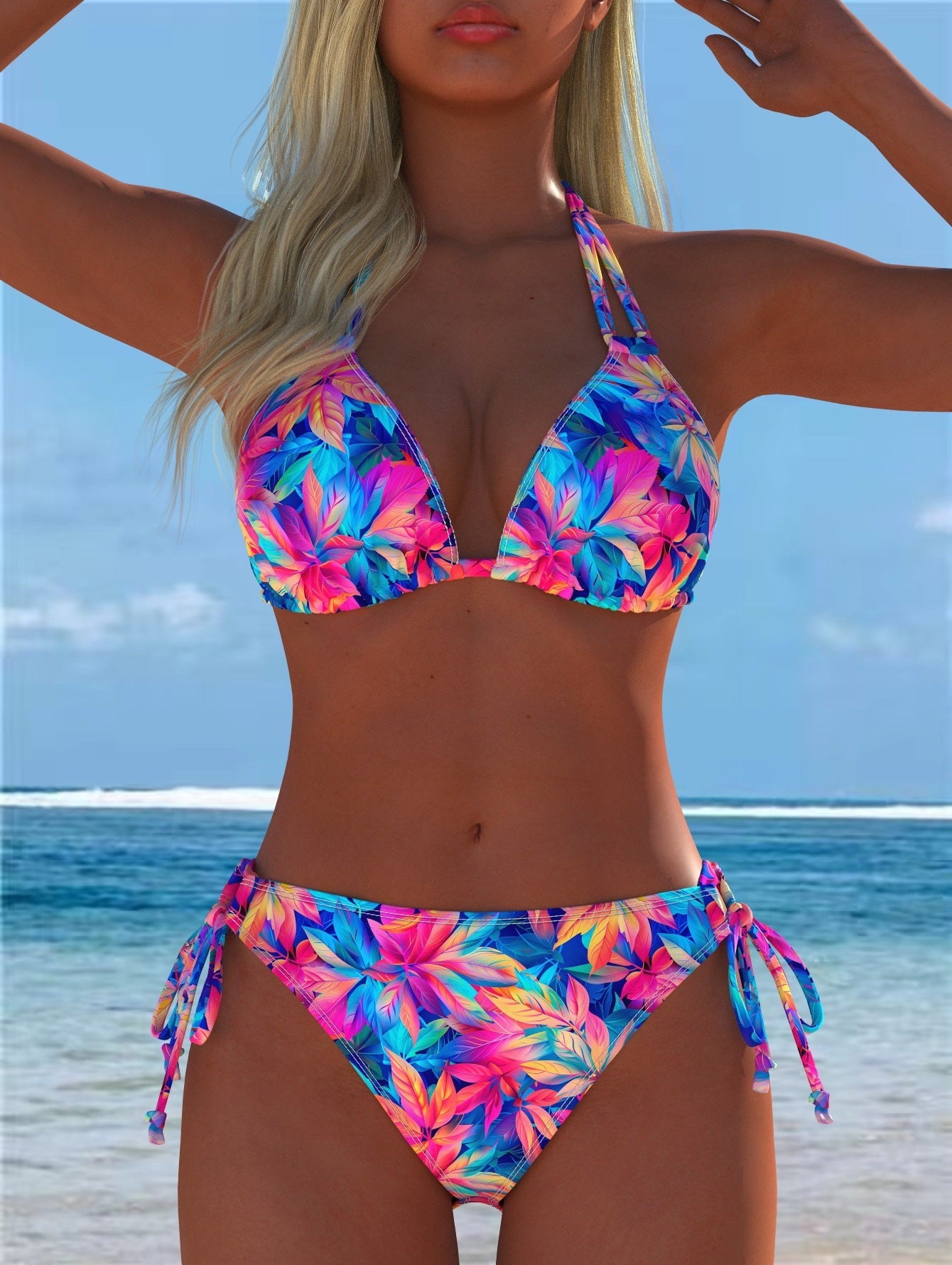 Damen Bikini-Set mit verspieltem Schnitt und trendigem Mustermix Shopnory
