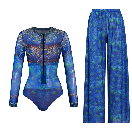 Damen Einteiler mit langem Arm und farbenfrohem Print