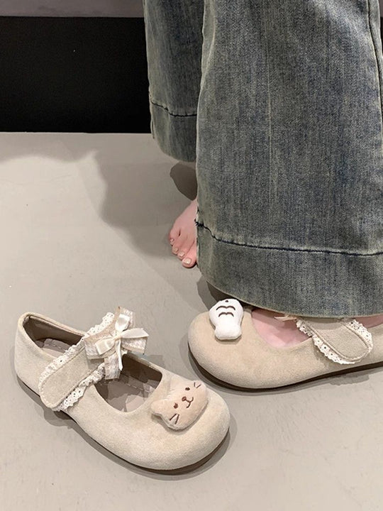 Damen Verspielte Mary-Jane-Ballerinas mit Plüsch‑Applikation und Klettverschluss Shop Nory