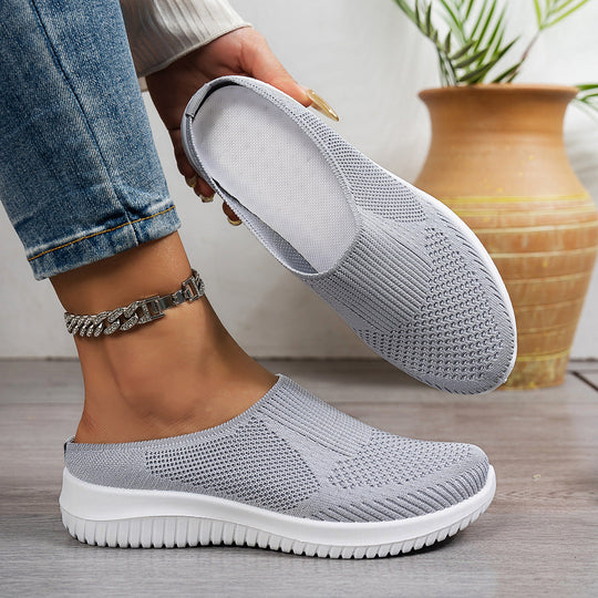 Damen Atmungsaktive Slip-On Freizeitschuhe mit flexiblem Strick-Obermaterial Shopnory