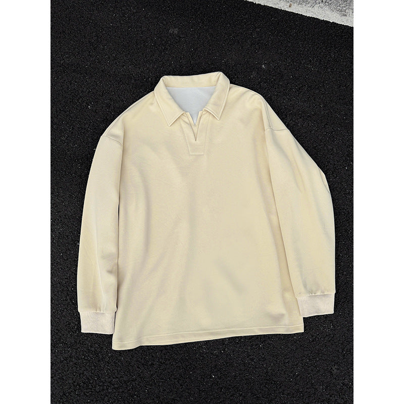 Herren Oversized Polo‑Sweatshirt mit tiefem V‑Ausschnitt, Hemdkragen und gerippten Bündchen Shop Nory