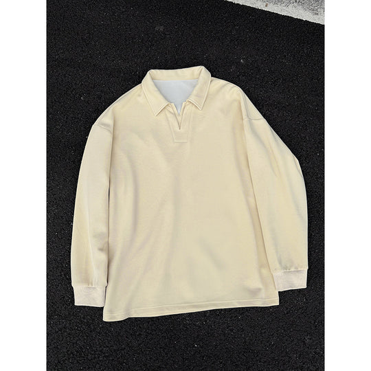 Herren Oversized Polo‑Sweatshirt mit tiefem V‑Ausschnitt, Hemdkragen und gerippten Bündchen Shop Nory