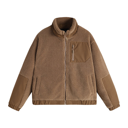 Herren Thermo-Sherpa-Fleecejacke mit Reißverschluss, Brusttasche und verstärkten Ellenbogen Shop Nory
