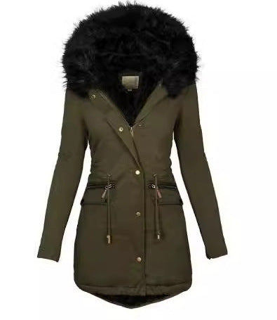 Damen Slim-Fit Thermo-Parka mit voluminöser Kunstfellkapuze und Tunnelzug Shop Nory