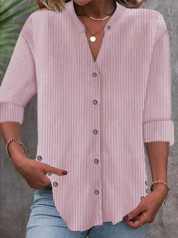 Damen Button-Down Blusenshirt mit eleganten Streifen