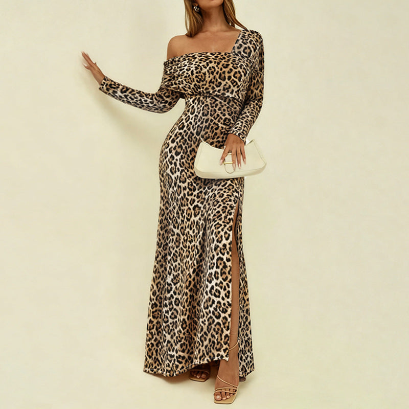 Damen One-Shoulder Maxikleid mit asymmetrischem Ausschnitt, figurbetontem Oberteil und geradem Rock Shop Nory