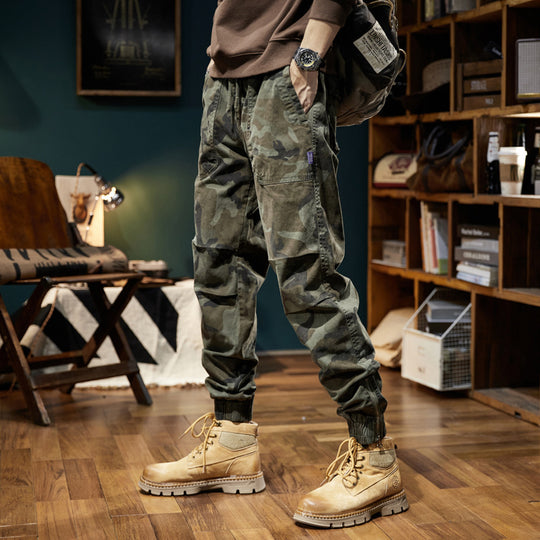 Herren Camouflage-Cargo-Jogger mit elastischem Bund, Utility-Taschen und Kordelzug Shop Nory