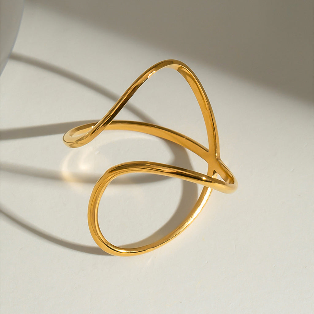 Damen Offener Ring mit elegantem geschwungenem Design aus hypoallergenem Edelstahl Shop Nory