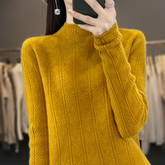 Damen Strukturierter Mockneck-Pullover aus kaschmirähnlicher Wollmischung Shop Nory